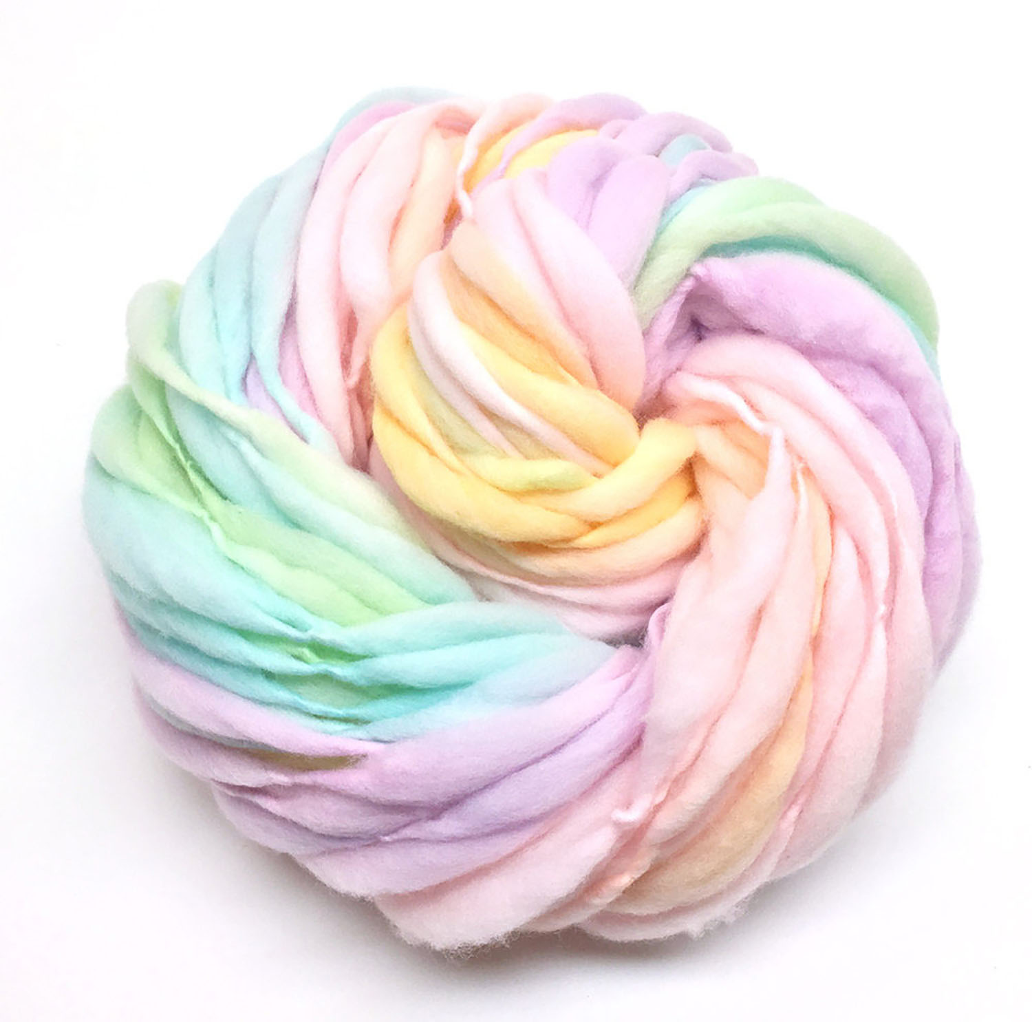 Pastel Rainbow Yarn, Hand Spun Thick And Thin, Super Bulky, In Merino Wool 50 Yards, 3 Ounces
